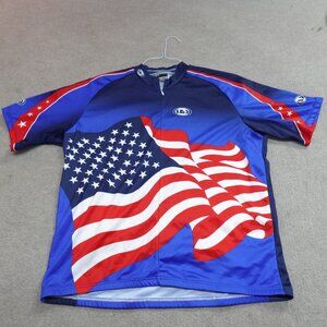 Louis Garneau Cycling Jersey 2XL Blue American Flag Double Sided 1/4 Zip